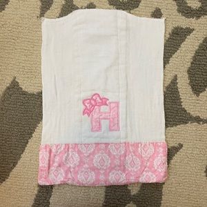 Monogrammed “H” burp rag